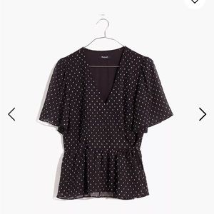 NWT Madewell Flutter-sleeve Peplum Top in Clipdot